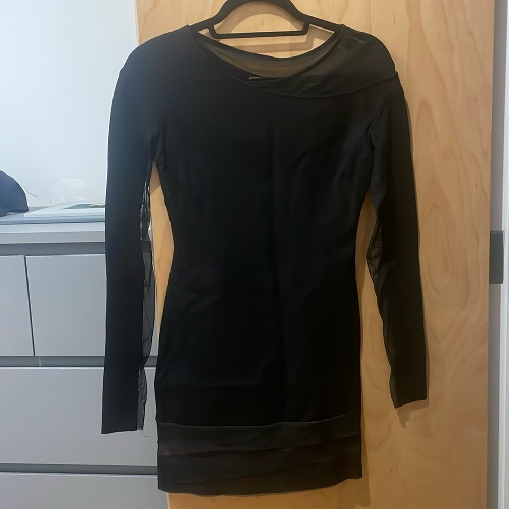 BCBG MaxAzria Black Evening Long Sleeve Dress Size XXS